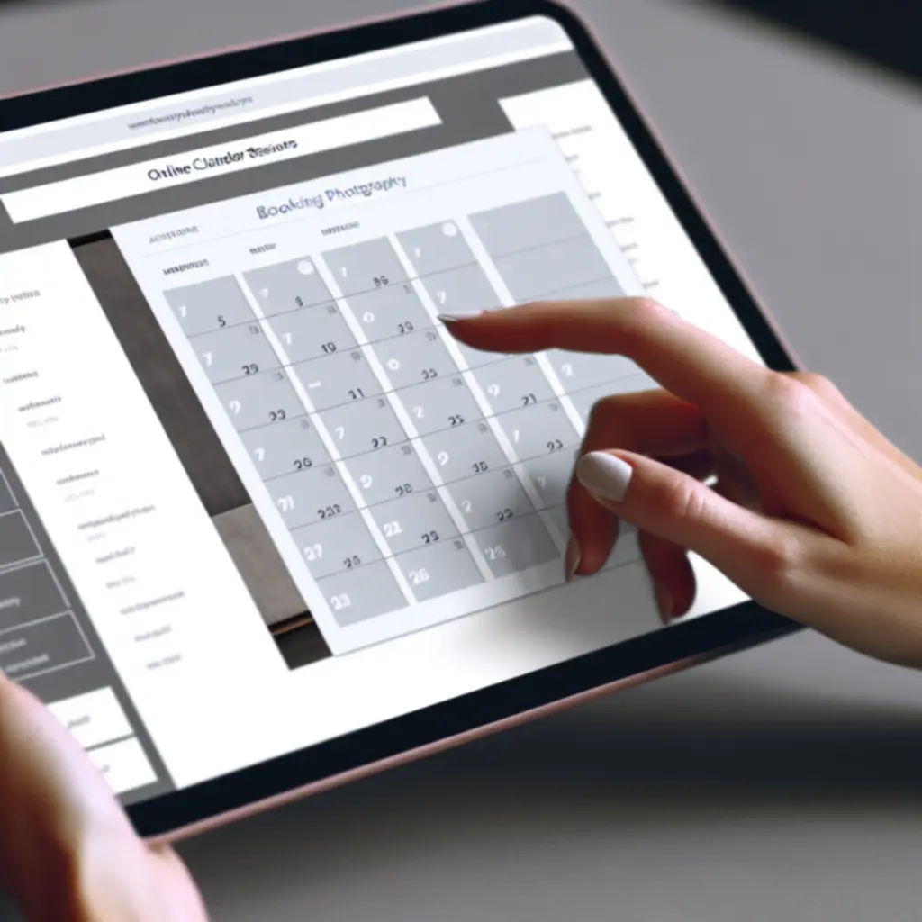 Digitális naptár felület, amelyen fotózási időpontok választhatók